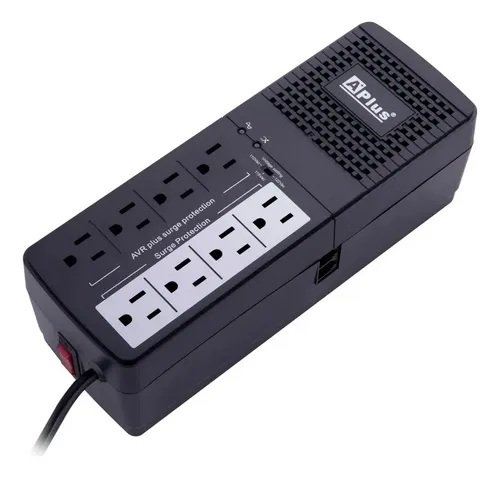 Regulador De Voltaje Aplus Plusshield 1 1000va 500w 8 Tomas Negro
