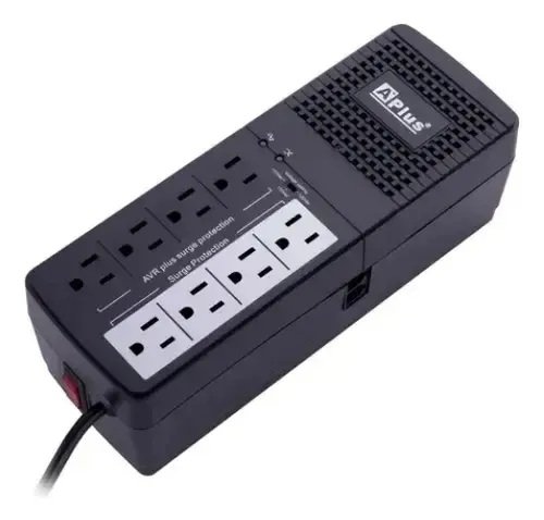 Regulador Y Protector  De Voltaje Para Tv Computadora Pc Negro