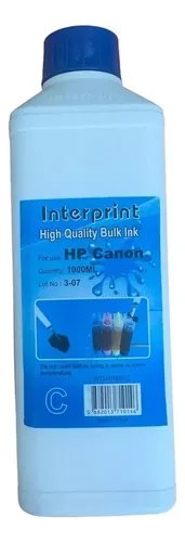 Tinta Cartucho Impresora Hp 1 Litro Interprint De Colores  Azul