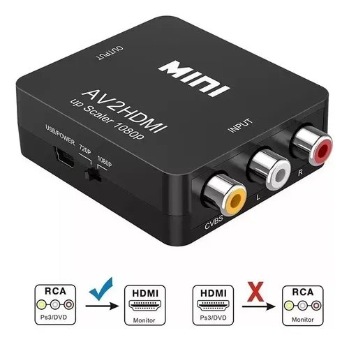 Convertidor Av Rca A Tv Monitor Hdmi Full Hd 1080p Con Audio