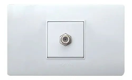Toma Cable Coaxial Tv Blanco Pickens Para Inter Supercable Blanco