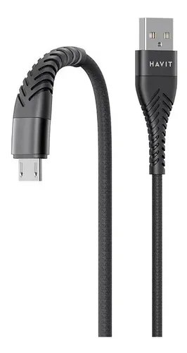 Cable Para Celular Flexible Reforzado Nylon Micro Usb A Usb Negro