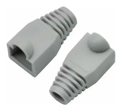 Bolsa De 100 Botas Protectoras Utp Conector Rj45 Cat5 Y Cat6 Gris