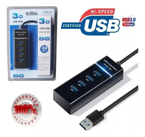 Multipuertos Hub Usb 3.0 De 4 Puertos Usb De 5 Gbps Rapidos Negro