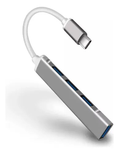 Multipuertos Hub Tipo C A Usb 3.0 Ultra Delgado 4 Puertos Plateado