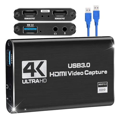 Capturadora De Video Hdmi A Usb 4k Con Entrada De Audio 3.5