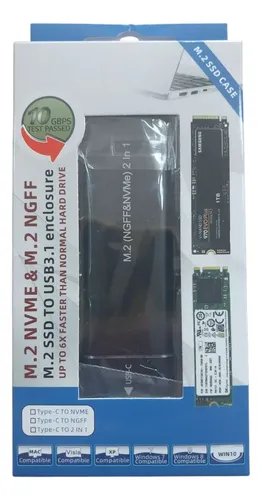 Case Enclosure Disco Externo M.2 Nvme Tipo C Usb 3.0/3.1 Negro