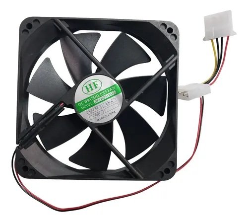 Fan Cooler Ventilador 12cm 12x12 Conexión 2 Molex Pc Case Negro