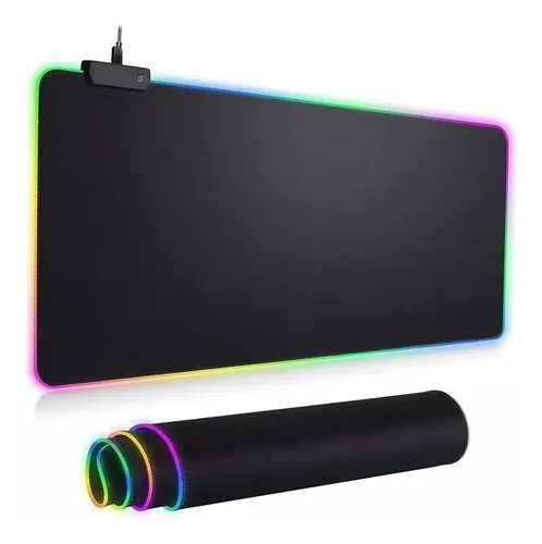 Mouse Pad Rgb Luces Gamer 80x30cm Gamming Pc Mesa Negro Ninguno