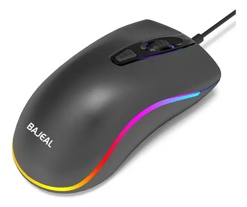 Mouse Bajeal D1 Con Cable 3 Botones Usb Negro Rgb Gamer Negro