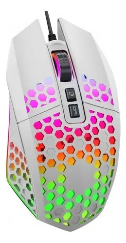 Mouse Gamer Blanco Cableado 7 Botones Con Rgb 3500 Dpi Blanco