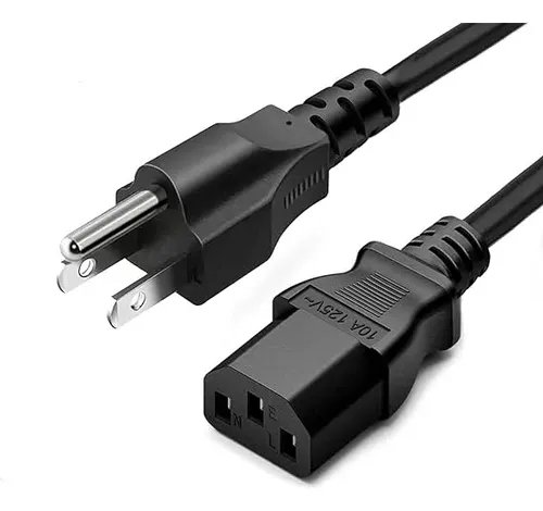 Cable Poder Corriente Fuente Cpu Computadora Tv Monitor 1.5m Negro