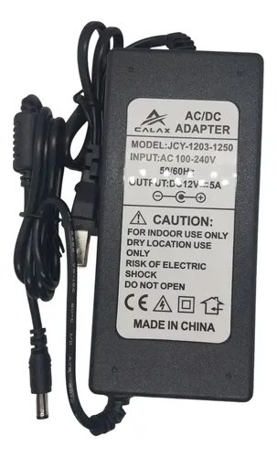 Fuente De Poder 12v 5a Transformador Cctv Luz Led Camara Seg Negro